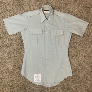 Vintage 60s/70s Citadel Shirt Mens 15 Green Button Up Uniform Pockets USA